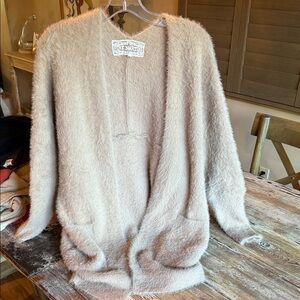 Pink Martini Soft Beige Fuzzy Cardigan